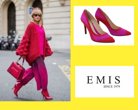 emis pink and red two tone suede stiletto