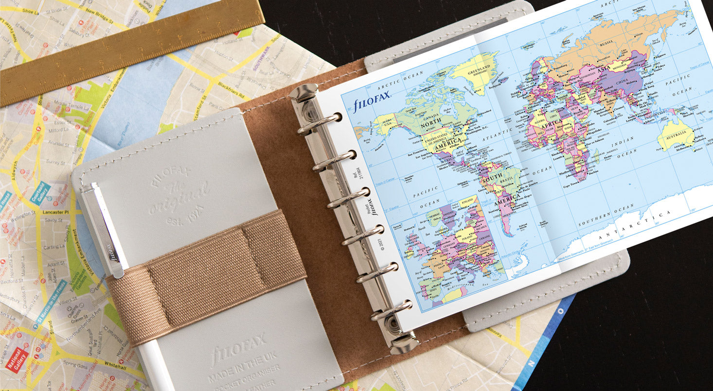 Travel and Holiday planning with Filofax Organisers and Map Refills