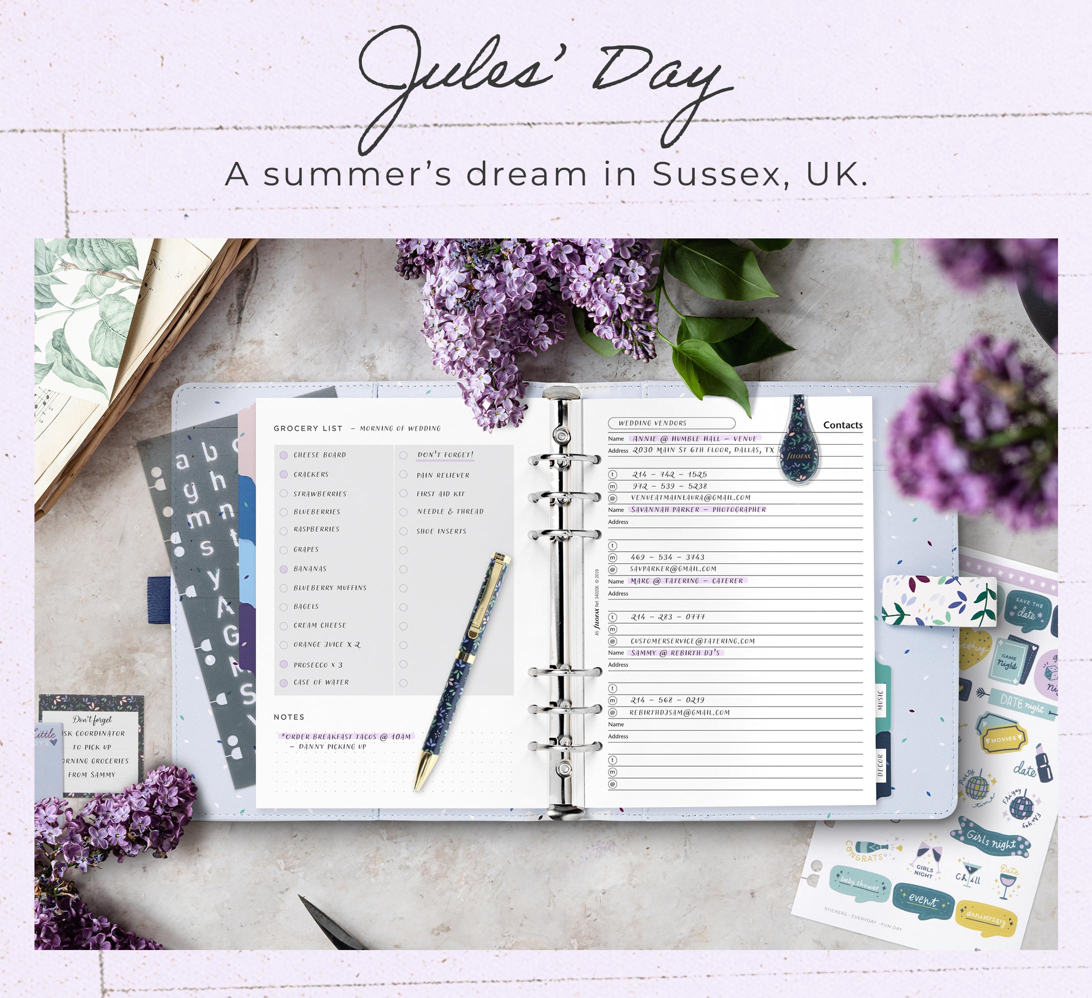 Wedding Day Planning with Filofax Stationery and Organisers