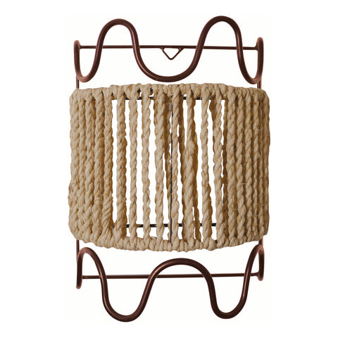 Dolores raffia and metal wall light in brown by Honore 
