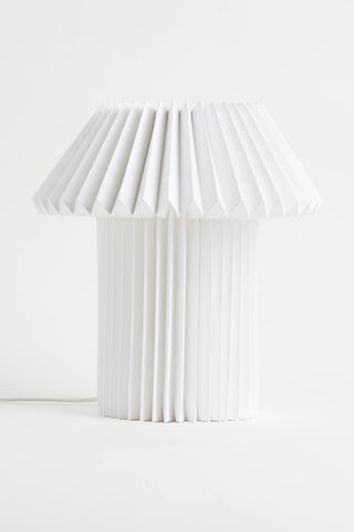 pleated paper table lamp in white by H&M