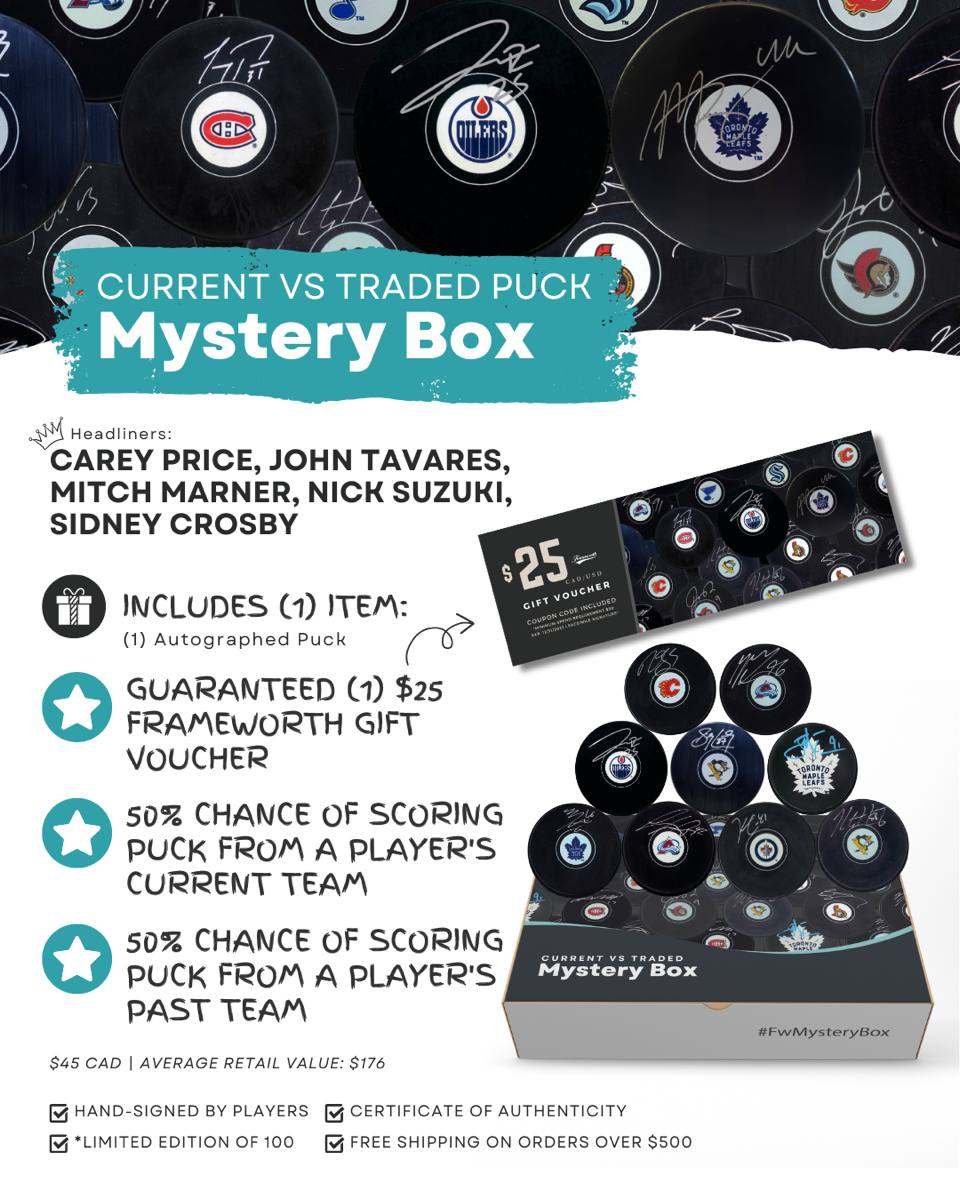 Current vs Traded Signed Puck Mystery Box. Frameworth Sports