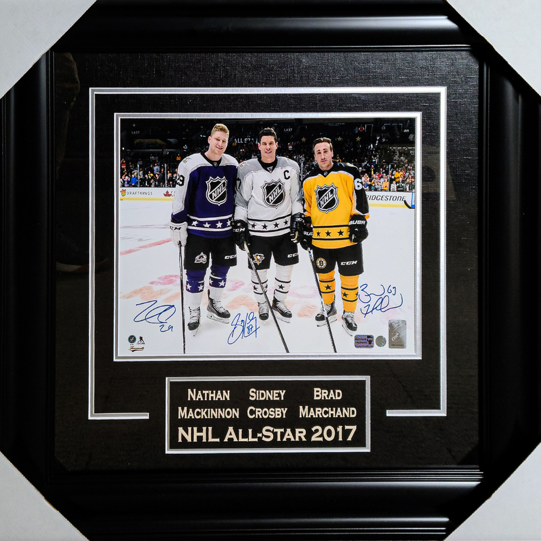 Framed Nathan MacKinnon Autographed 2022 NHL All-Star Game Blue