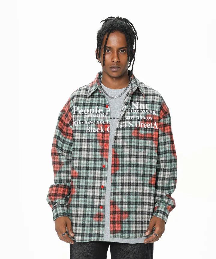Men's Plaid Mixed Pattern Long Sleeve Shirt