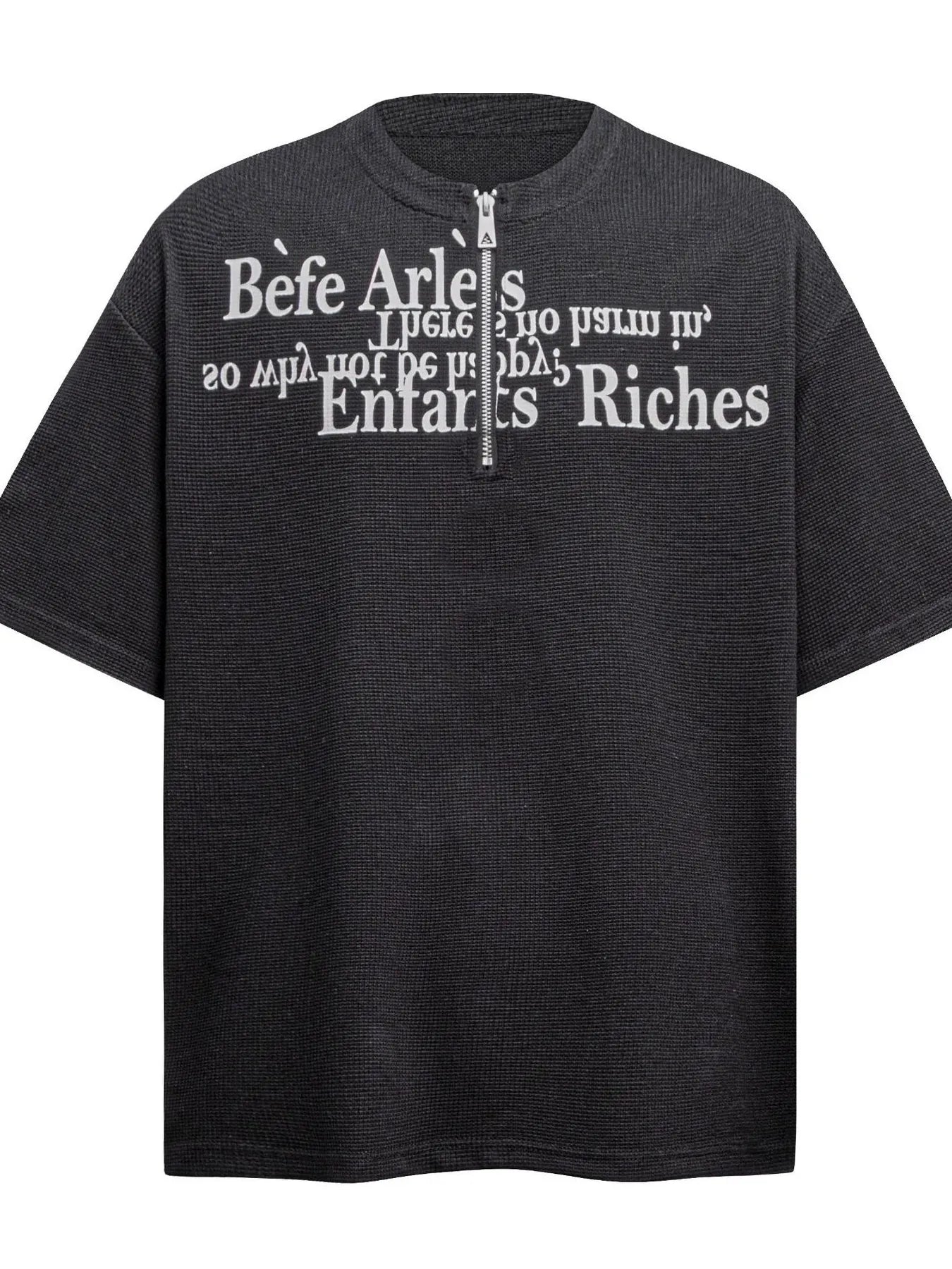 Men's Letter Quarter Zip Short Sleeve T-Shirt