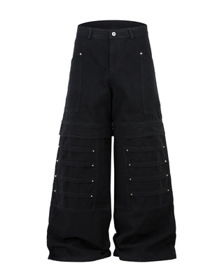 Men's Wide Leg Studded Jeans - Quantum Luv