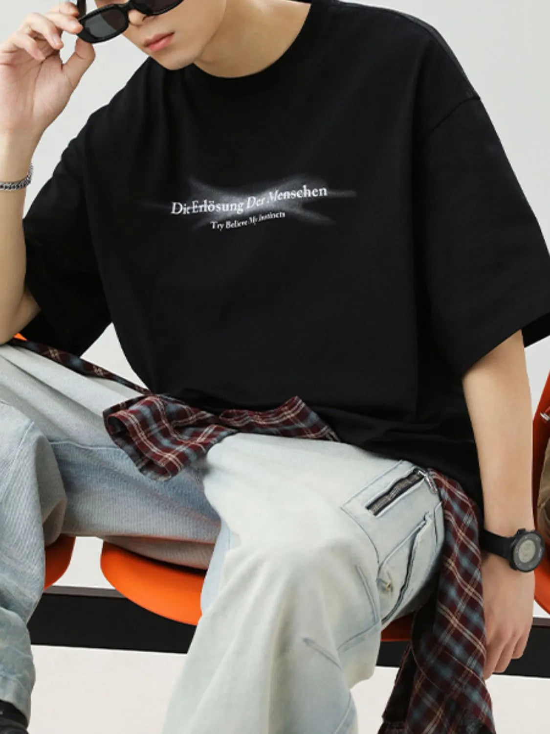 Men's Plus Size Letter Round Neck Half Sleeve T-Shirt