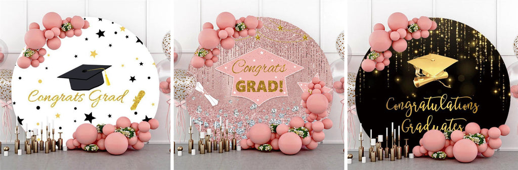 Congrats Grad Round Backdrop - Lofaris