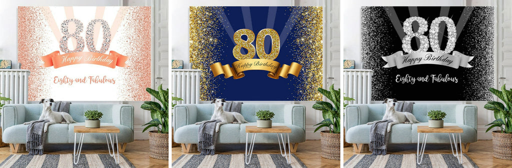 Gold and Pink Dots Happy 80th Birthday Party Backdrop – Lofaris