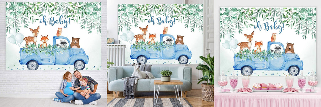 Safari Baby Shower Backdrop For Boy - Lofaris