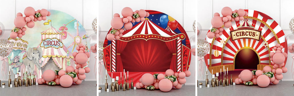 Circus Round Birthday Backdrop - Lofaris