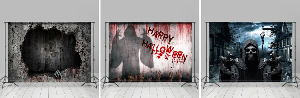 Horror Hands Red Wall Ghost Shadow Halloween Backdrop - Lofaris