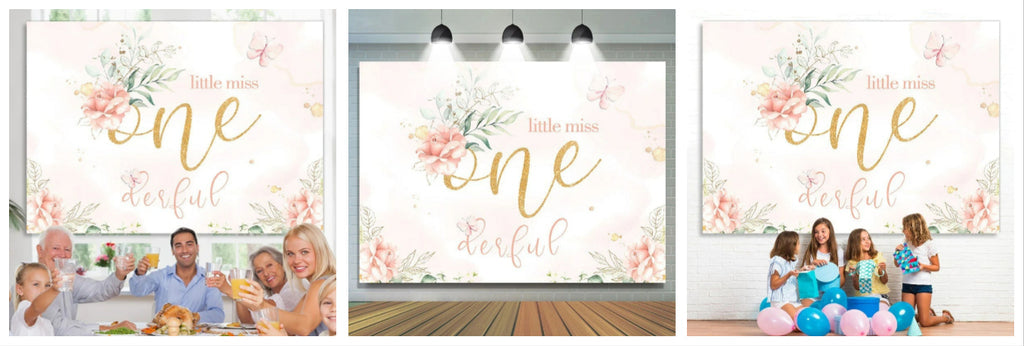 Little miss onederful birthday party backdrop for girl – Lofaris