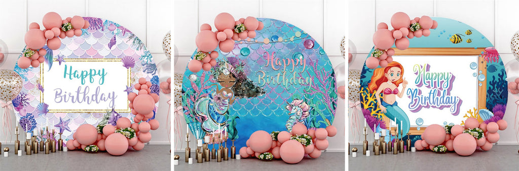 Mermaid Birthday Backdrop - Lofaris