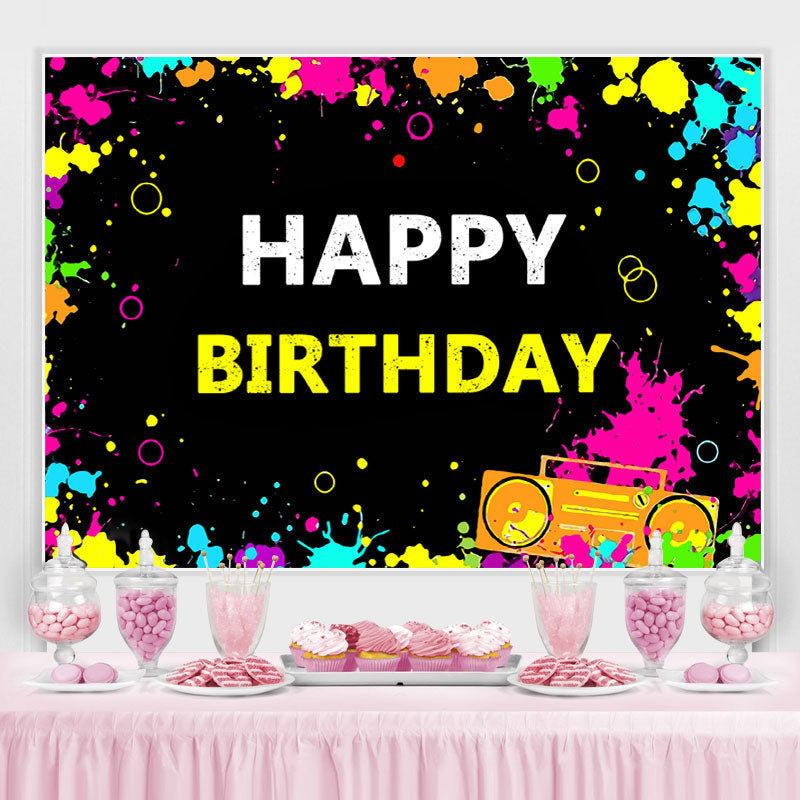 90S 80S Themed Graffiti Wall Happy Birthday Backdrop – Lofaris