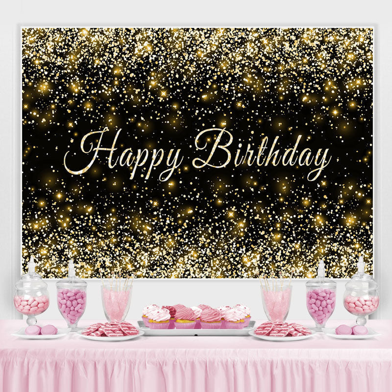 Black and Golden Glitter Happy Birthday Party Backdrop – Lofaris