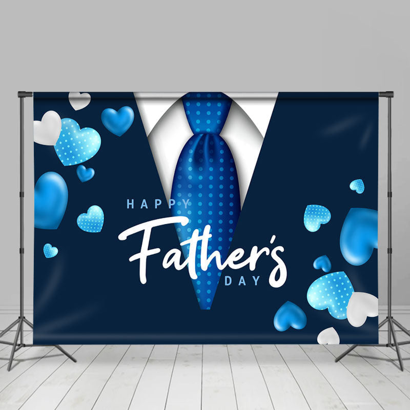 Blue Love Balloon And Tie Happy Fathers Day Backdrop