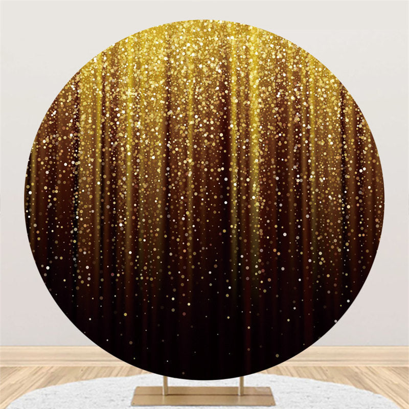 Circle Glitter Gold And Black Happy Birthday Backdrop - Lofaris