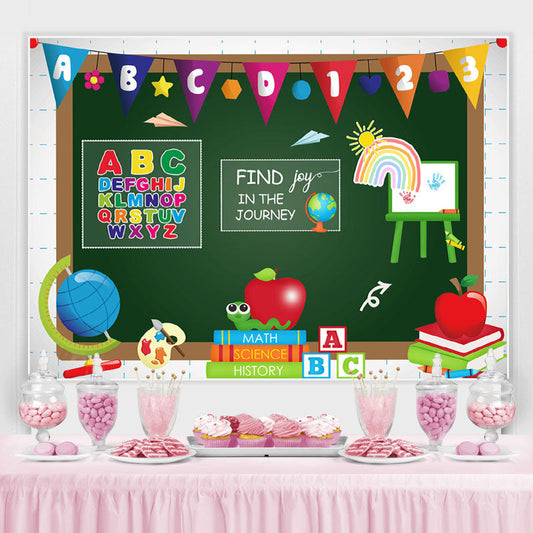 Back to School Blackboard Chalk Drawing Kids Backdrop