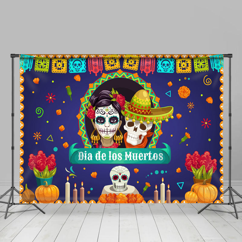 Dia De Ios Muertos Pumpkin Mexican Fiesta Backdrop – Lofaris