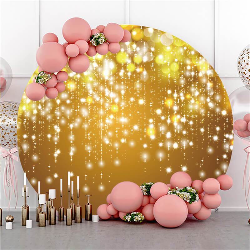 Golden Glitter Bokeh Simple Circle Birthday Backdrop - Lofaris