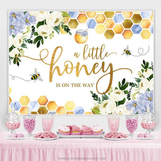 Lofaris Honey on The Way Bee Baby Shower Round Backdrop | Baby Shower Arch Backdrop | Customized Backdrop for Baby Shower | Baby Shower Backdrop Ideas