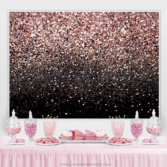 Glitter Pink Rose Gold Happy Birthday Party Backdrop