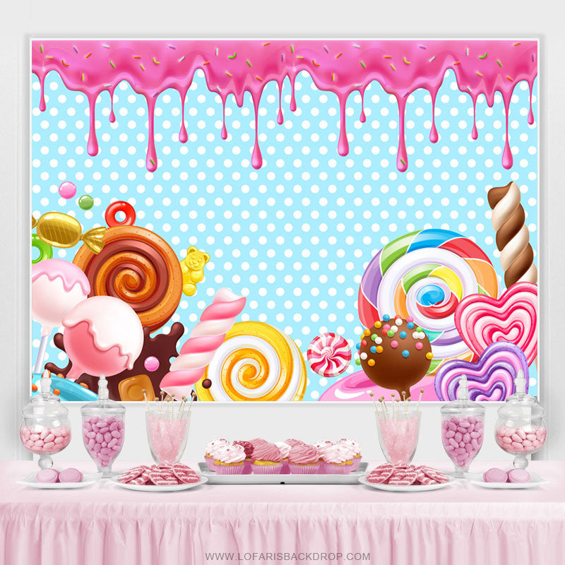Simple Candy Land Happy Birthday Backdrop For Girl – Lofaris