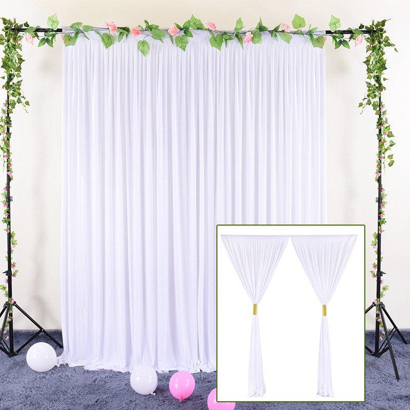 Two Panels White Tulle Backdrop Curtain Wedding Arch Drapes 5FT X 10FT ...