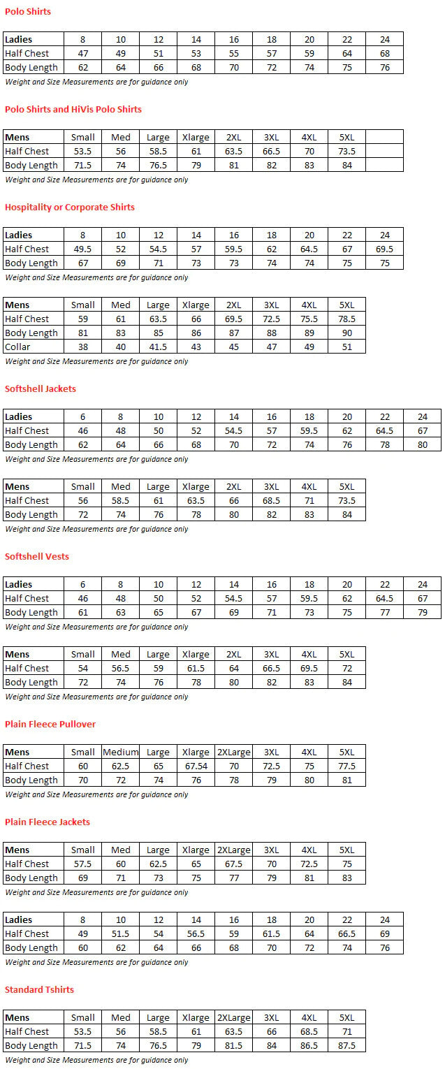 Size Chart - JB's Wear – DirectPrice