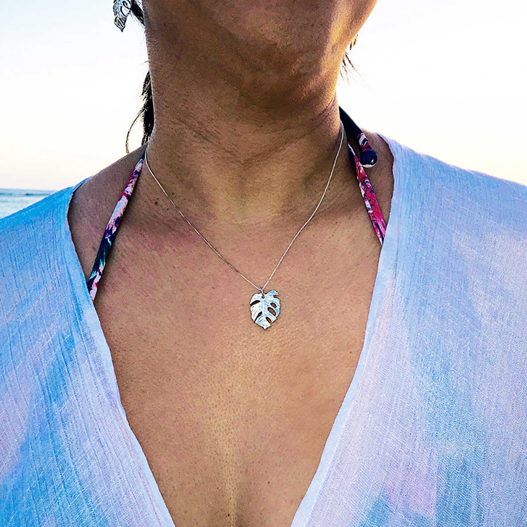 Copper Chain Necklace with Larimar, Turquoise, Agate, and Amber