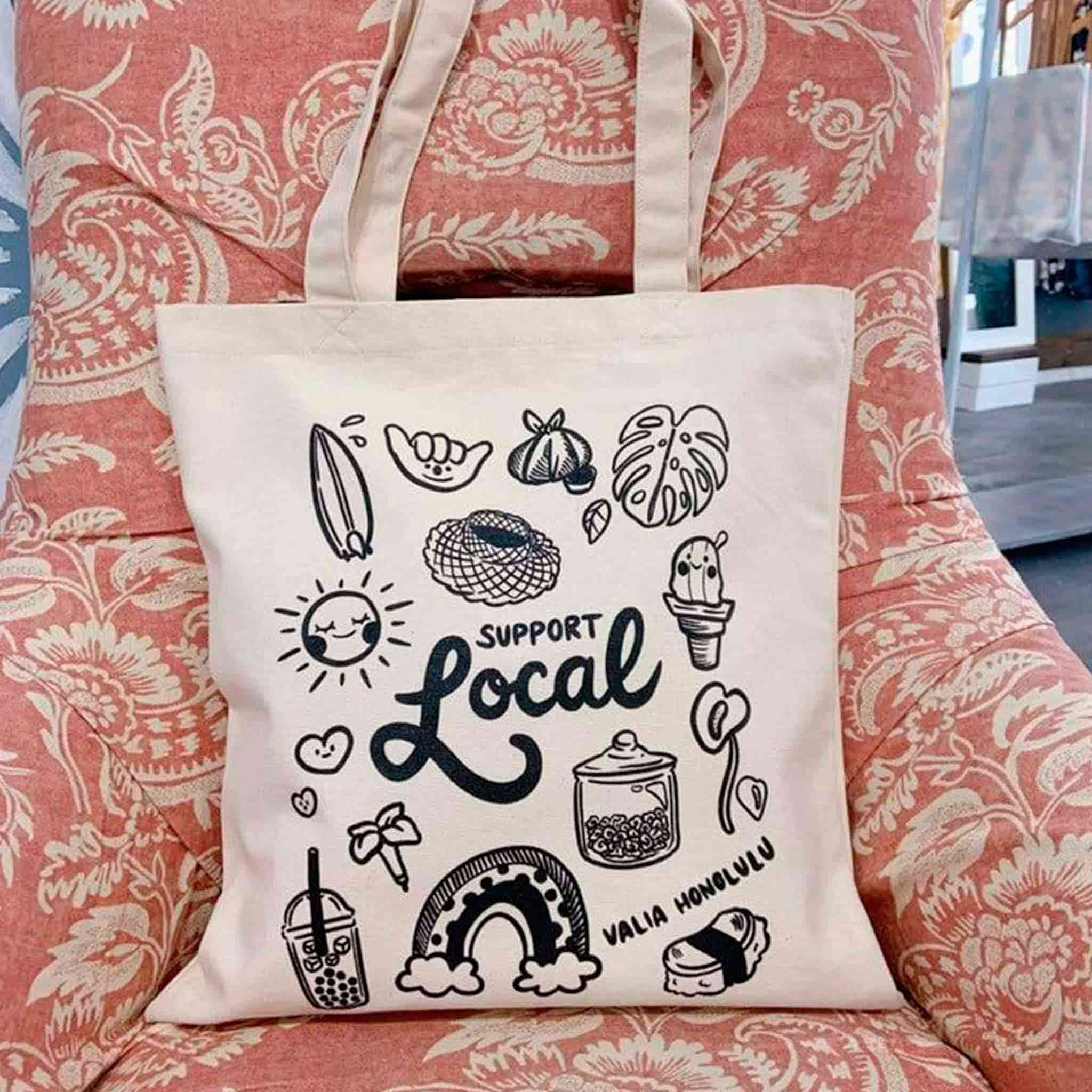 HONOLULU PATCH CANVAS TOTE BAG