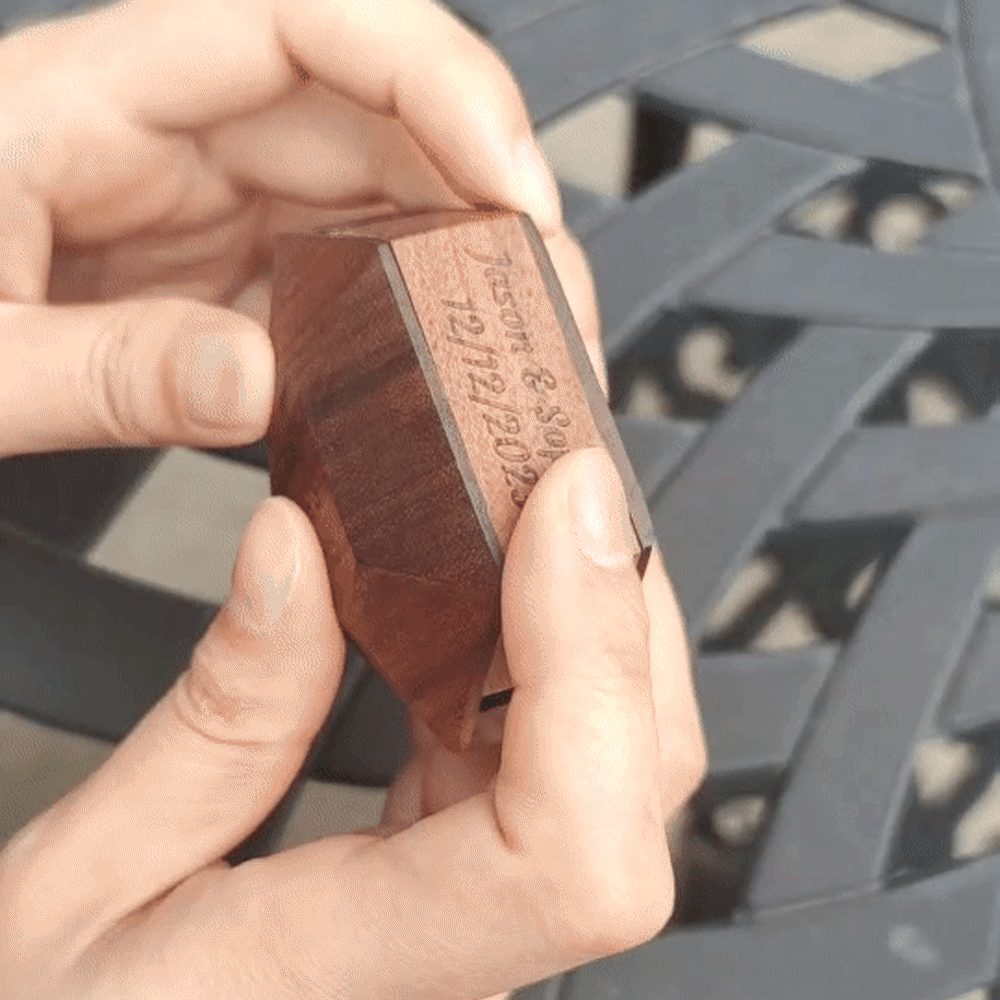 Personalized Wooden Rotating Ring Box Engagement Ring Box Wedding Gifts - soufeelus