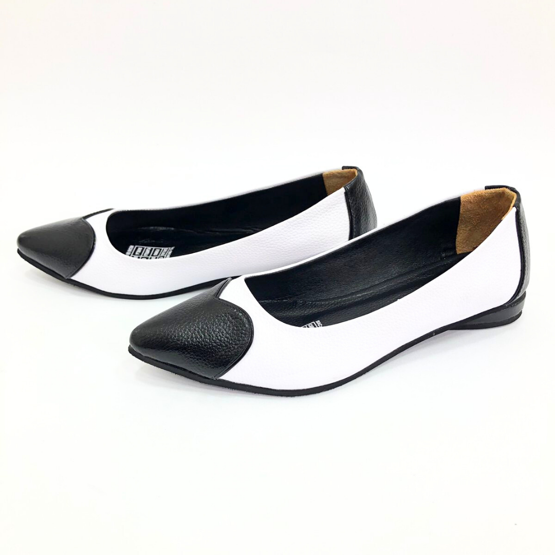 CALZADO CACHATINA - SANDALIA BALETA MUJER - ABBA STORE - CUERO BLANCO X NEGRO