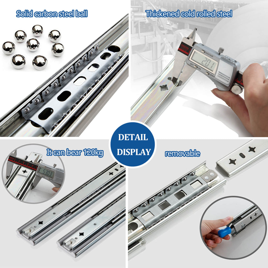 Details of the heavy duty drawer slides