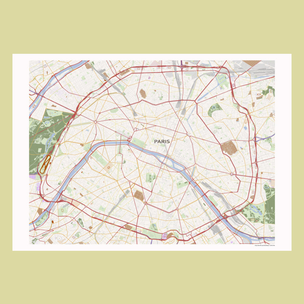 都市地図 ポスター｜パリ 都市詳細地図のポスター City Map – Hotdogger