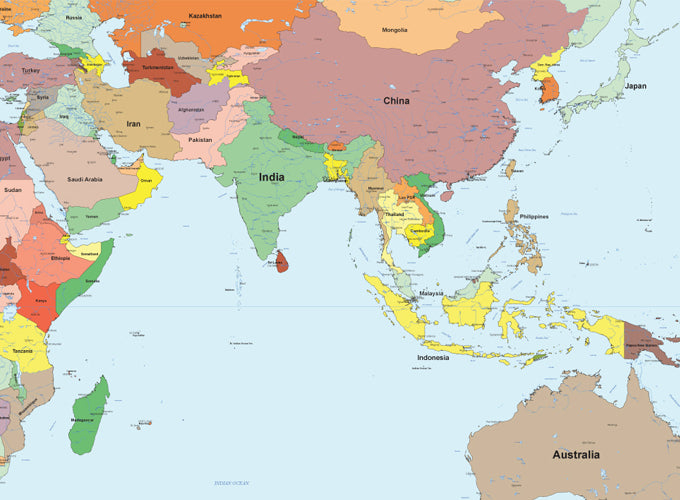 世界地図ポスター（英語版）｜地域、国を選んで印刷。特大サイズで