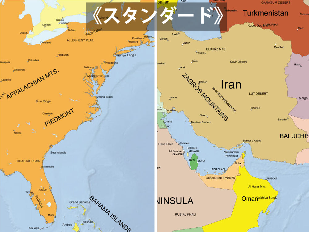 世界地図 ポスター 英語 大きいサイズ オフィス インテリア ミニマムな情報 国名 主な大洋名 山脈名 A0 フレーム付き World Map Big Poster 国際ブランド