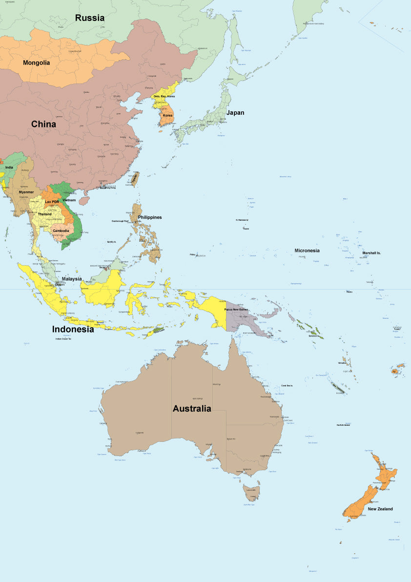 世界地図ポスター アジア オセアニア Hotdogger