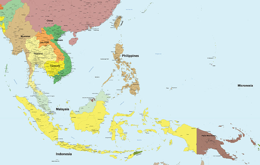 世界地図ポスター 東南アジア Hotdogger