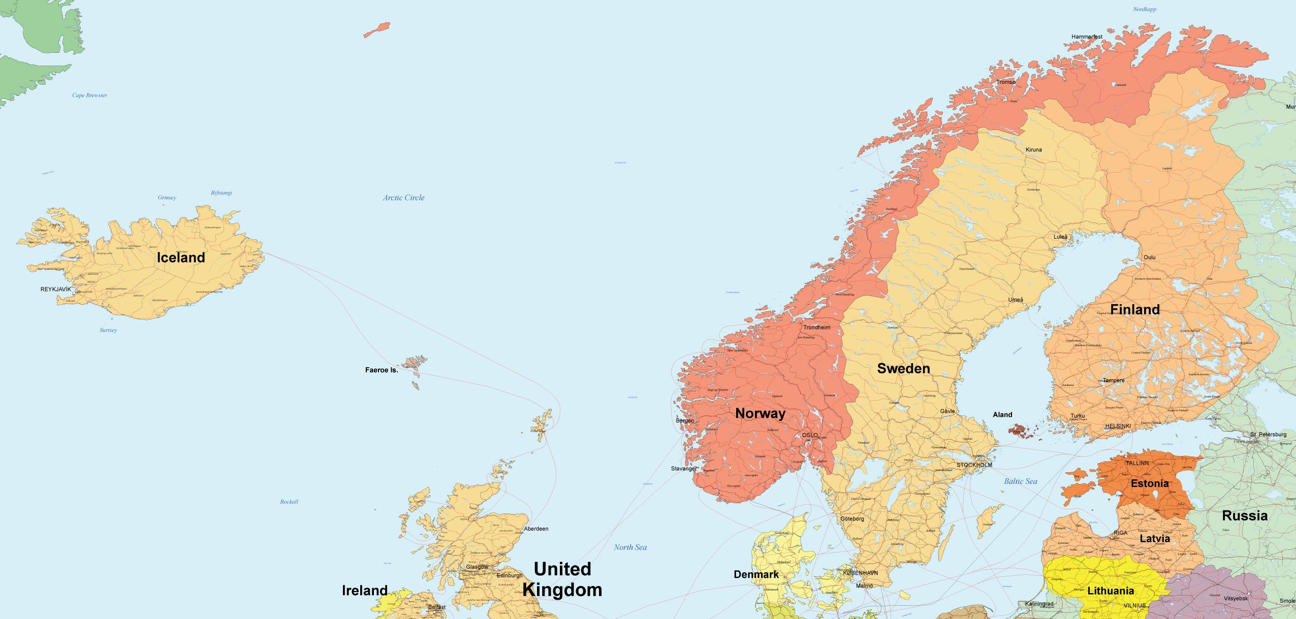 世界地図ポスター 北欧 アイスランド Hotdogger