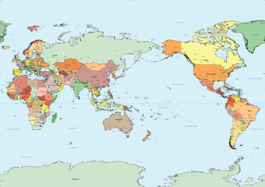 世界地図ポスター 太平洋中心と太西洋中心 Hotdogger