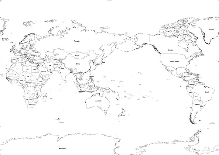 世界地図ポスター 世界地図 白地図 Hotdogger