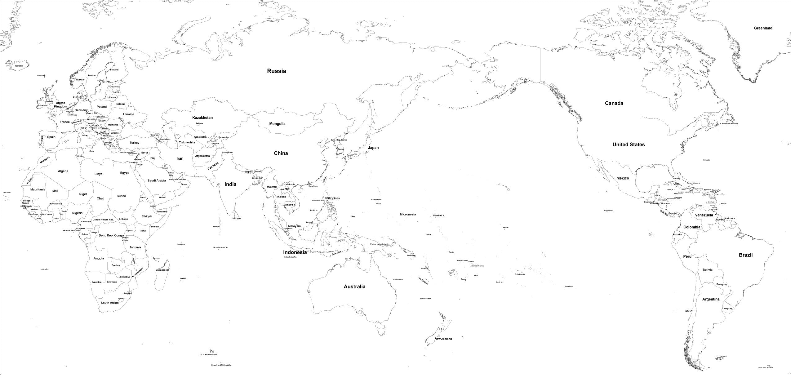 世界地図ポスター 世界地図 白地図 特サイズ Hotdogger