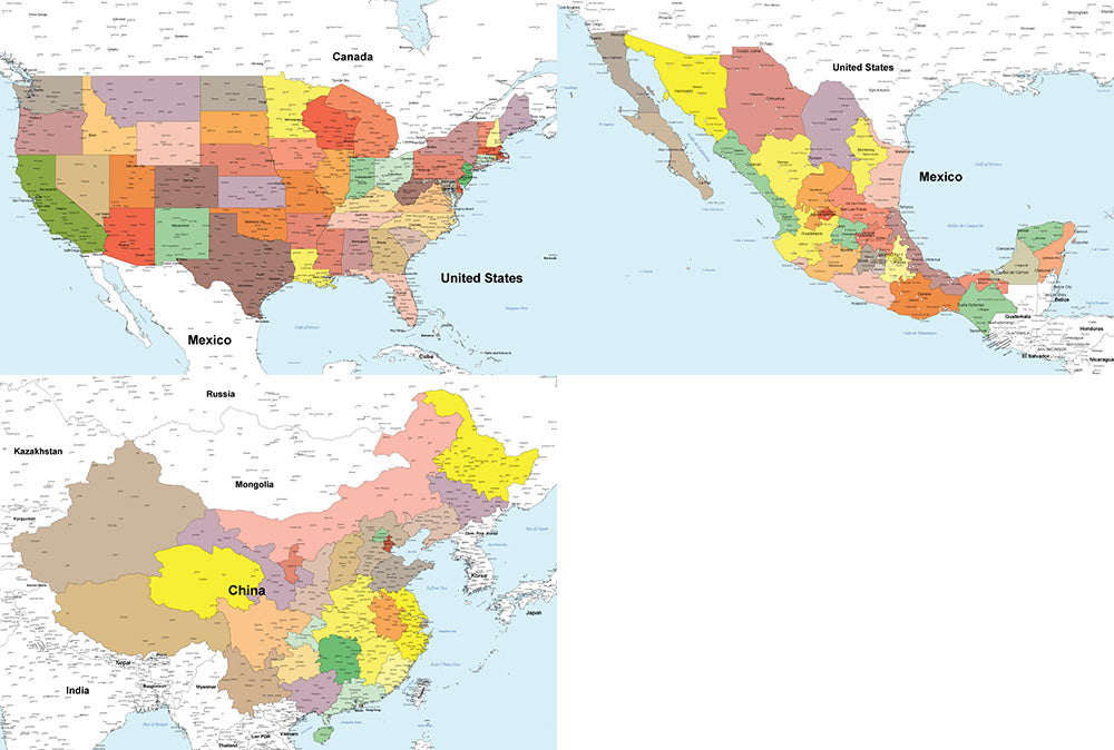 世界地図ポスター アメリカ メキシコ 中国 Hotdogger