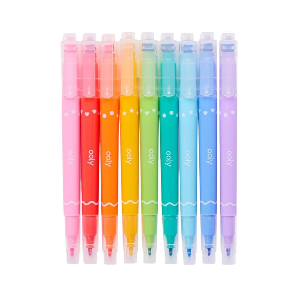 Confetti Stamp Double-Ended Markers - Set of 9