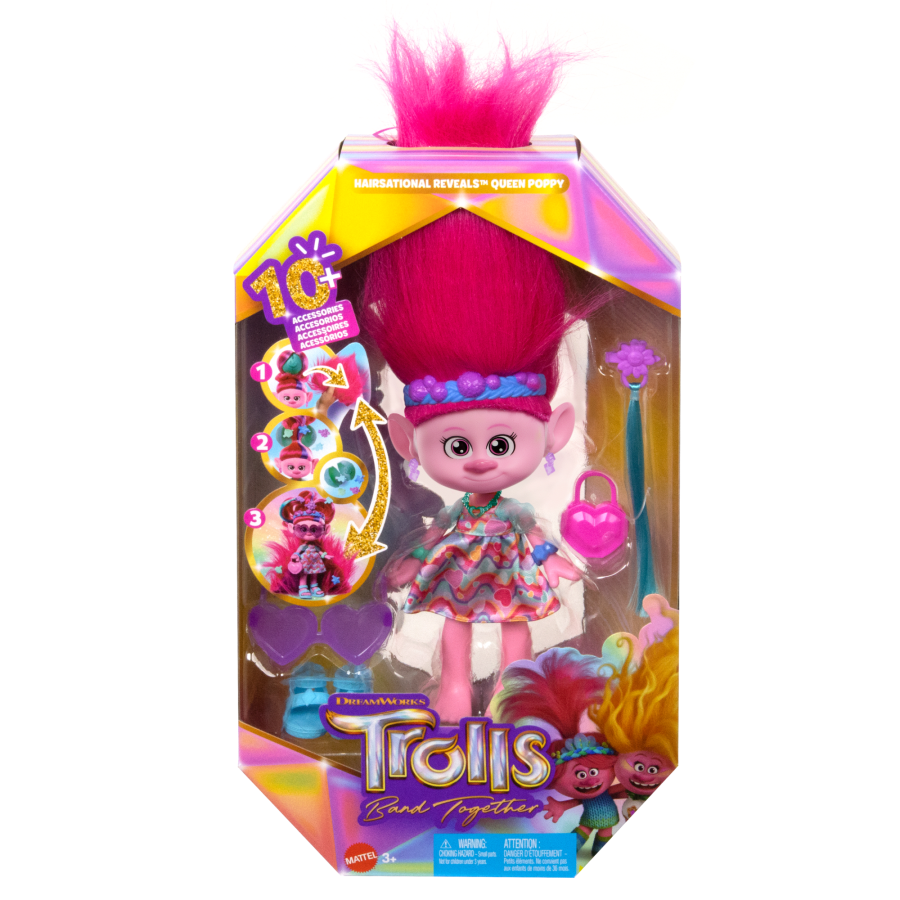 Trolls Band Together Queen Poppy, Viva & Branch Mini Doll 3-Pack