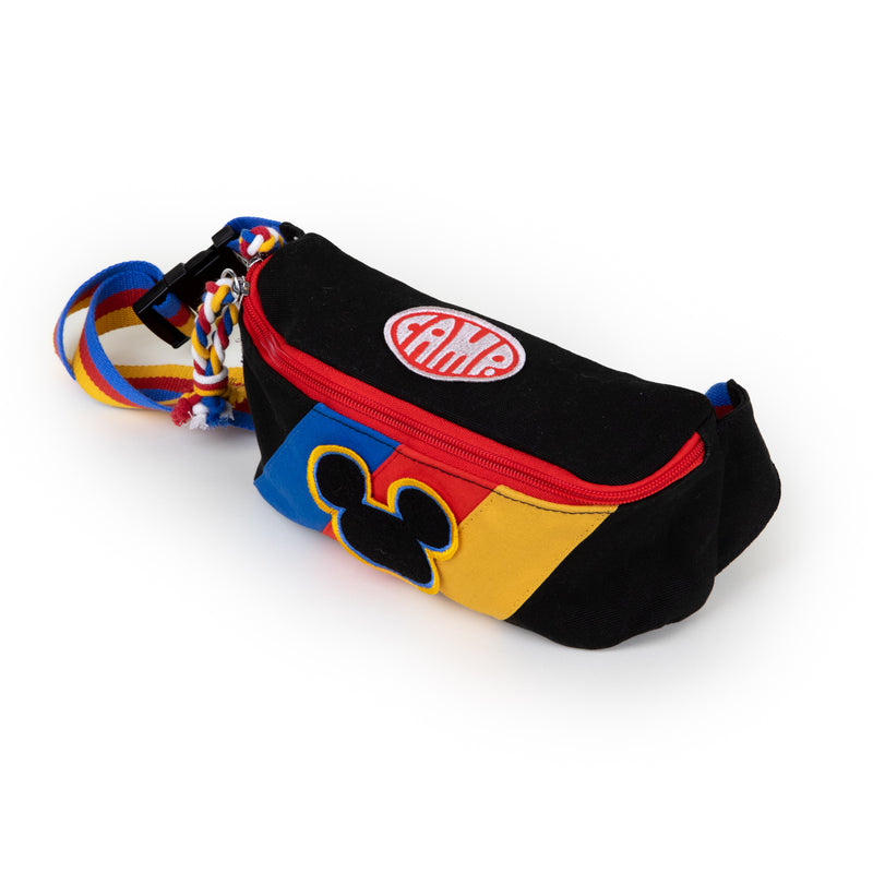 Buckle Down Disney Bag, Fanny Pack, Mickey Mouse Expression Blocks White  Black Red, Canvas