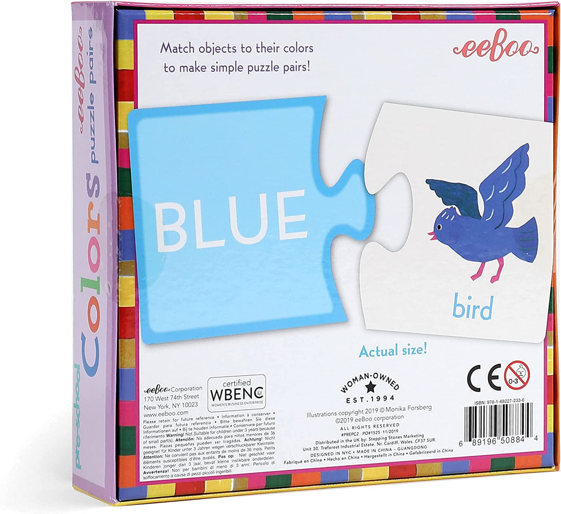 eeBoo's Preschool Colors Puzzle Pairs