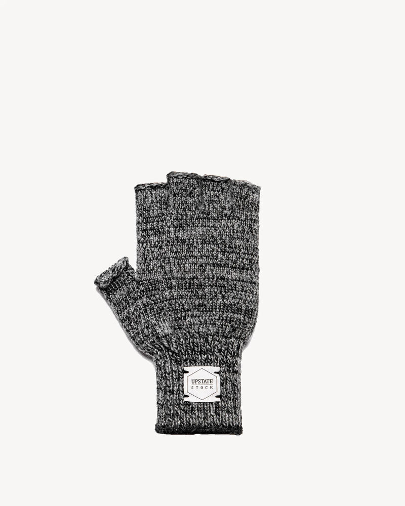 Upstate Stock - Charcoal Melange Fingerless Ragg Wool Gloves S/M